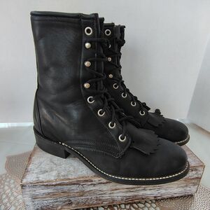 Laredo Black Leather Lace-Up Boots Size 7.  A5